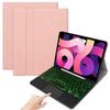 QYiD iPad Keyboard Case with Touchpad for iPad 10.9" Air 5th/4th Generation, 7 Colors Backlit Keyboard with Pencil Holder, Smart Leather Cover for iPad 10.9 2020, with Built in Pencil Holder, Pink view 1