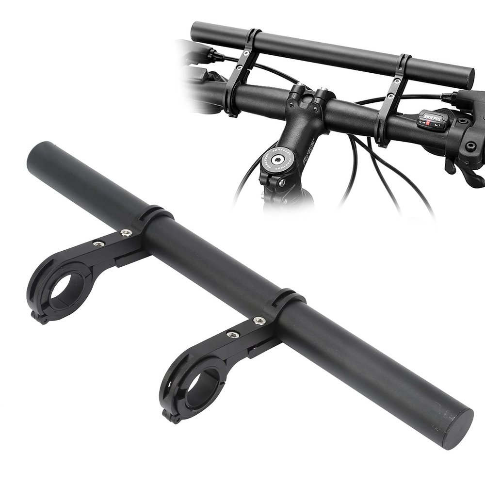 Bike Handlebar Extender, Aluminum Alloy Cycling Roll Bar with Dual Mounting Clamps for Lights Phone Holder Horns Bicycle Accessory for Mountain Road Bikes