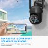 Wireless Security Camera System, 4pcs 3MP PTZ Cameras Outdoor Indoor, CKK WiFi Surveillance NVR System with Floodlights & Siren Alarm, 2 Way Audio, 24/7 Record, Expandable 10CH, No HDD view 3