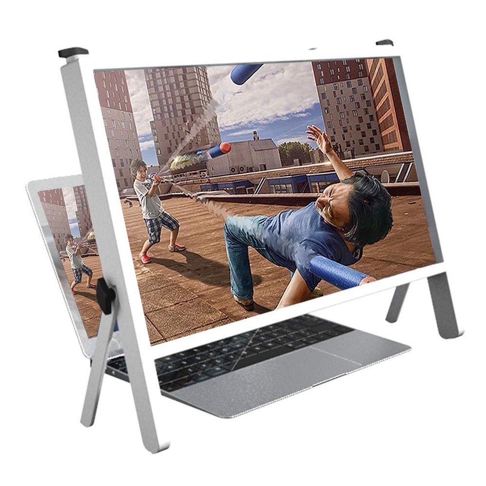 YXCKG Screen Amplifier for Laptop, 21" 3D Phone Screen Enlarger, Computer Phone Screen Magnifiers Holder with Adjustable Angle Design, Eye Protection Blue Light Blocking Screen (Color : White)
