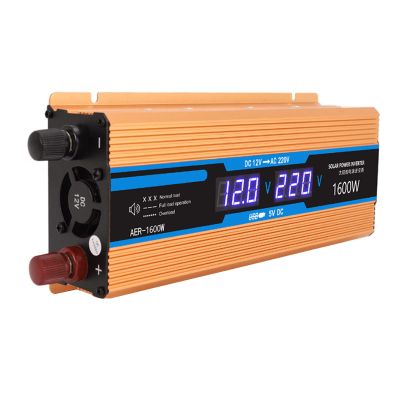 WONOOS Pure Sine Wave Power Inverter Car Converter Inverter with 2 LCD Digital Display 1 Universal Outlet 1 USB Port Power Inverter,1600wdc 24v to ac 220v