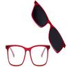 BlueDuo Cruise- Premium Square Blue Light Blocking Glasses with Magnetic Sunglass Clip On Bundle for Women and Men - Anti Eye Strain, Eye Protection - Crimson Tide