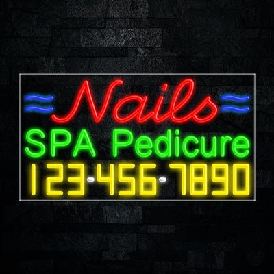 Nails Spa Pedicure led neon sign 33"L x 18"H #35011 Custom LED Light for Business Logo, Home, Event, office, Wedding Bright, Energy-Saving Wall Decor