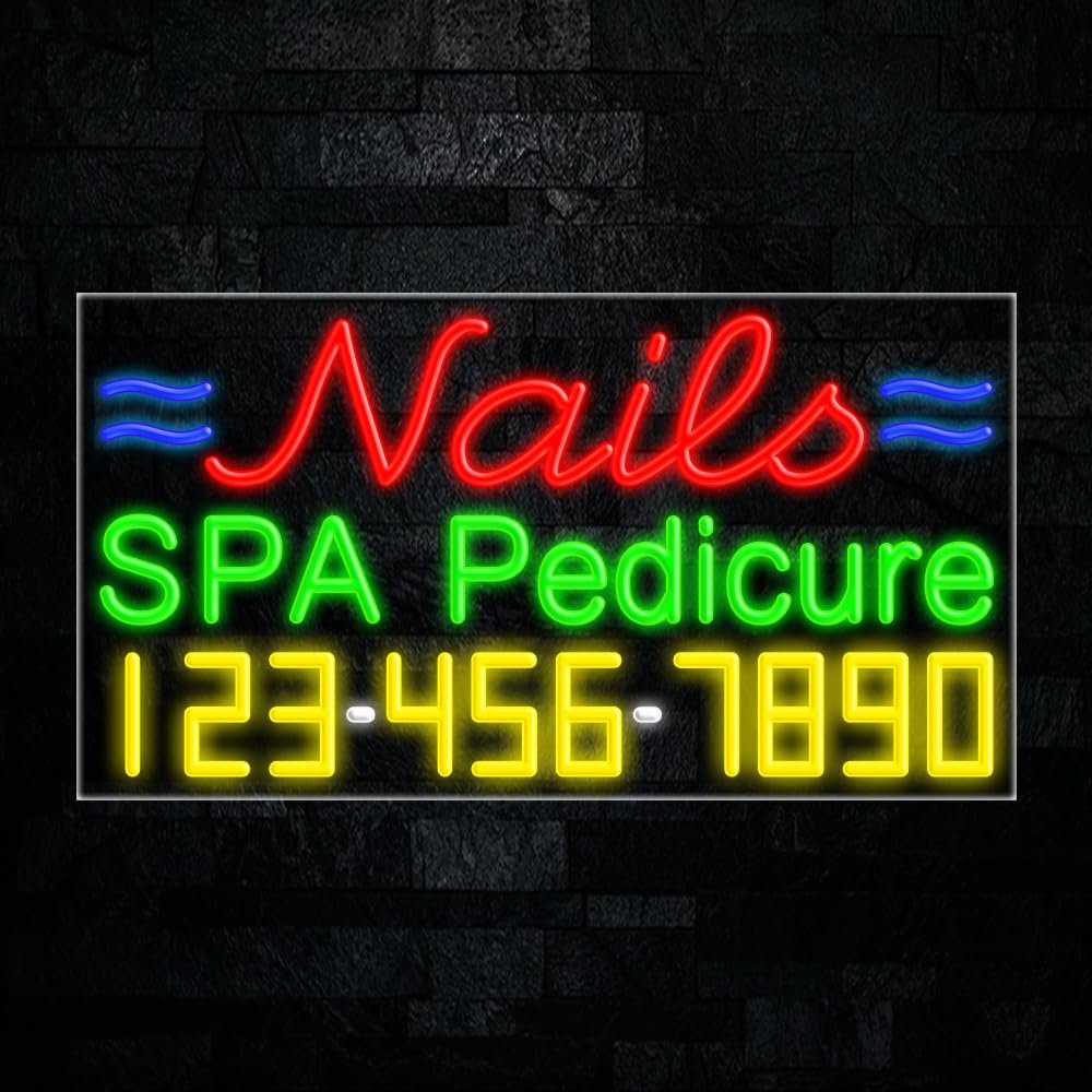Nails Spa Pedicure led neon sign 33"L x 18"H #35011 Custom LED Light for Business Logo, Home, Event, office, Wedding Bright, Energy-Saving Wall Decor