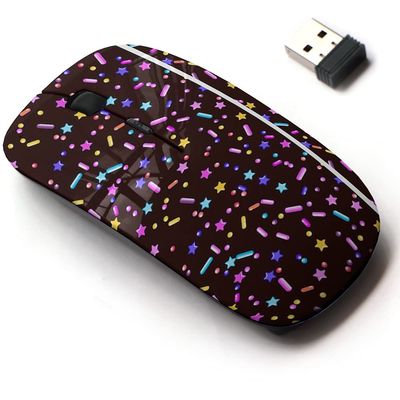 2.4G Wireless Mouse with Cute Pattern Design for All Laptops and Desktops with Nano Receiver - Candy Sprinkles Grainy
