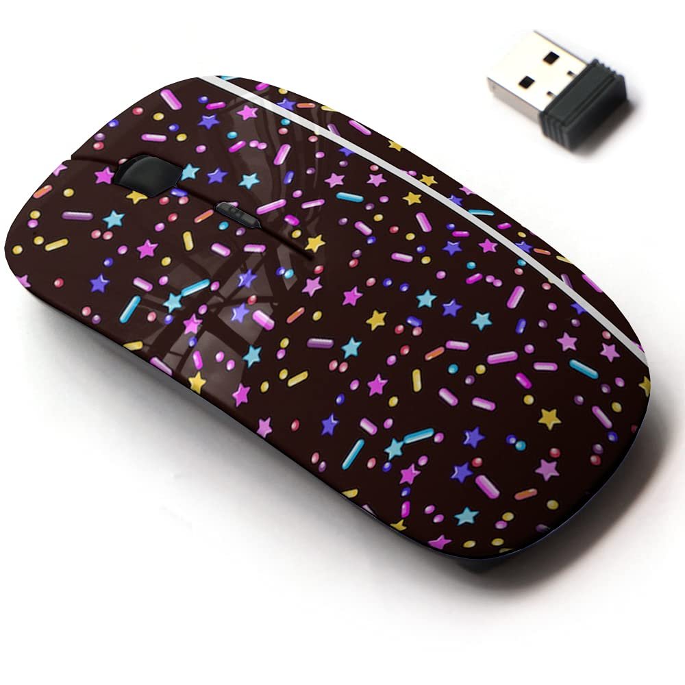 2.4G Wireless Mouse with Cute Pattern Design for All Laptops and Desktops with Nano Receiver - Candy Sprinkles Grainy