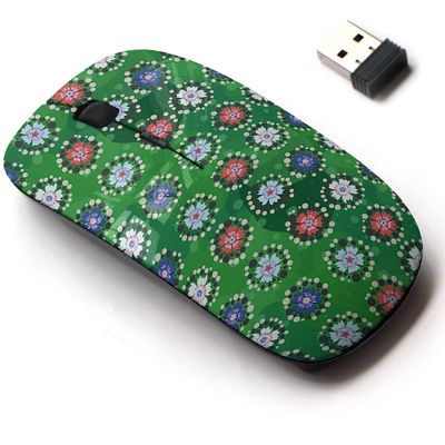 2.4G Wireless Mouse with Cute Pattern Design for All Laptops and Desktops with Nano Receiver - Foreground Consists Stylized