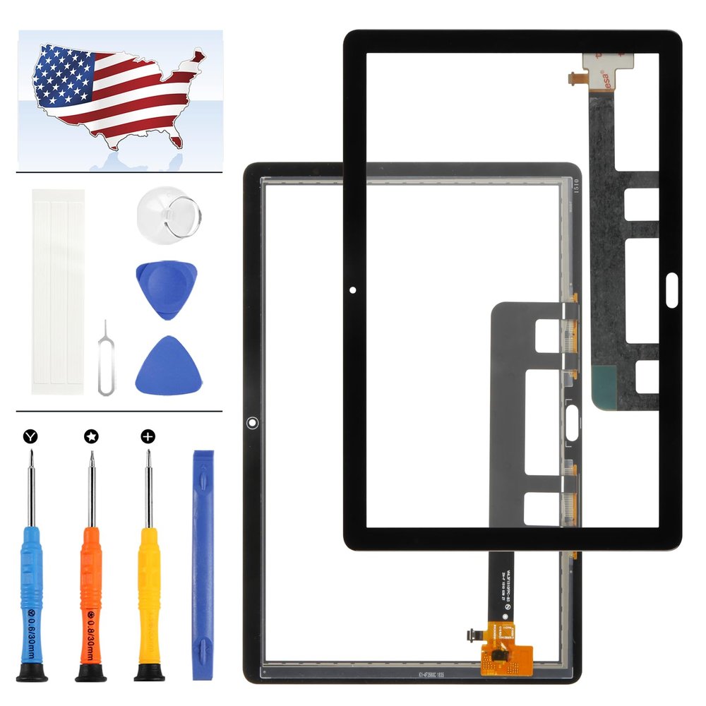 10.1" Screen Replacement for Huawei MediaPad M5 Lite LTE 10 BAH2-L09 BAH2-L09C Bach2-L09C Bach2-W19C Touch Screen Digitizer Sensor Full Glass Panel Lens Parts Kits, with Free Tools Kits (Black)