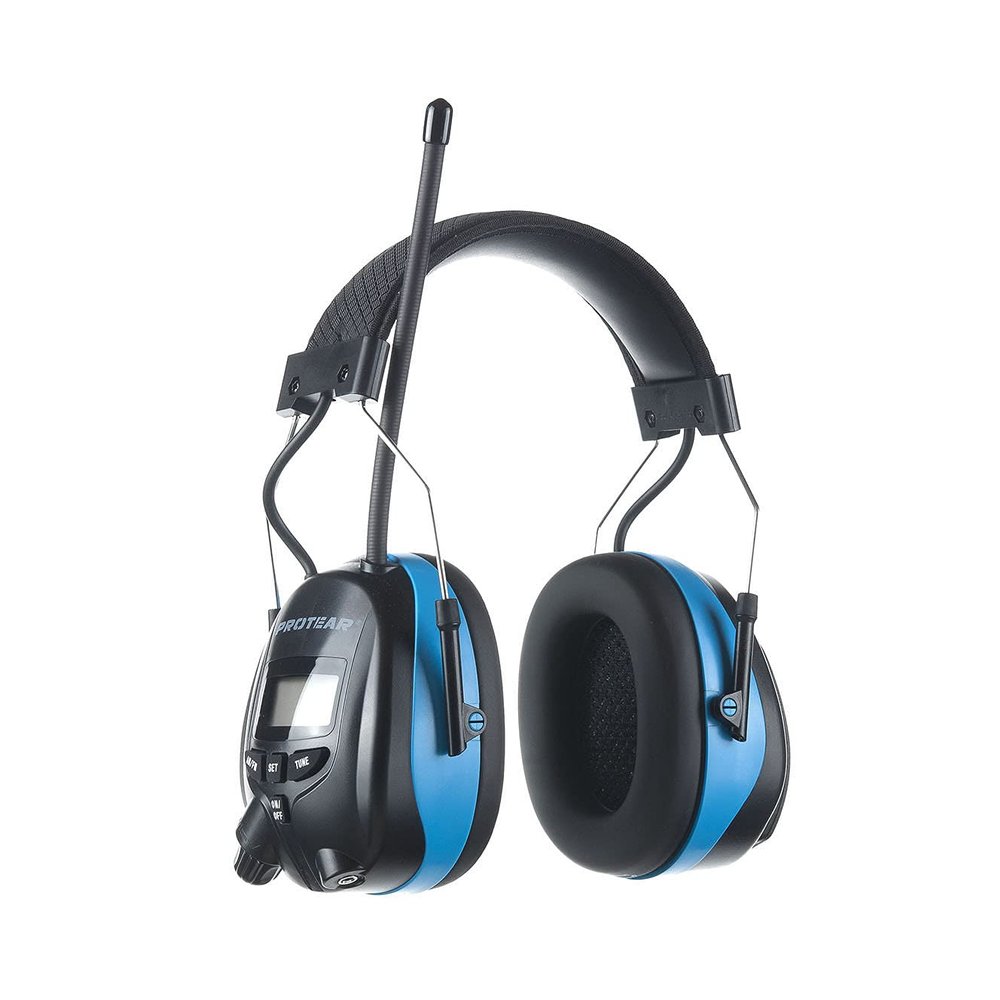 PROTEAR E8830 Digital AM FM Radio Headphones, Hearing Protection 25dB Noise Reduction Safety Earmuff, Comfortable Ear Protector for Lawn Mowing, Construction, Chainsaw and Landscaping(Light Blue)