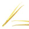 OdontoMed2011 Gold Plated Color Stainless Steel Tweezers  Heavy Pattern Precision Grade Curved Tip Forceps Tweezers with Serrated Tip and Knurled Handle view 1