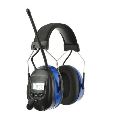 PROTEAR AM/FM Radio Headphones with Bluetooth, Rechargeable Battery Hearing Protector Ear Muffs for mowing, construction, work shops, NRR 25dB Noise Reduction Ear Protection Headset(Light Blue)