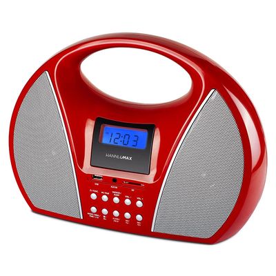 HANNLOMAX HX-510R Portable AM/FM Radio with USB/SD Port for MP3 Playback, Bluetooth and Aux-in (Red)