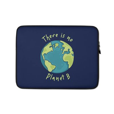 There is no Planet B Lettering Quote Green Text Eco Habits of the Earth Dark Blue Laptop Sleeve