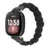 Wearlizer Elastic Band Compatible with Fitbit Versa 4 Bands for Woman/Versa 3/Sense 2/Sense Bands Women, Slim Solo Loop Braided Strap Stretchy Woven Wristband Accessory, Black M view 1
