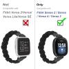 Wearlizer Elastic Band Compatible with Fitbit Versa 4 Bands for Woman/Versa 3/Sense 2/Sense Bands Women, Slim Solo Loop Braided Strap Stretchy Woven Wristband Accessory, Black M view 2