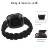Wearlizer Elastic Band Compatible with Fitbit Versa 4 Bands for Woman/Versa 3/Sense 2/Sense Bands Women, Slim Solo Loop Braided Strap Stretchy Woven Wristband Accessory, Black M view 4