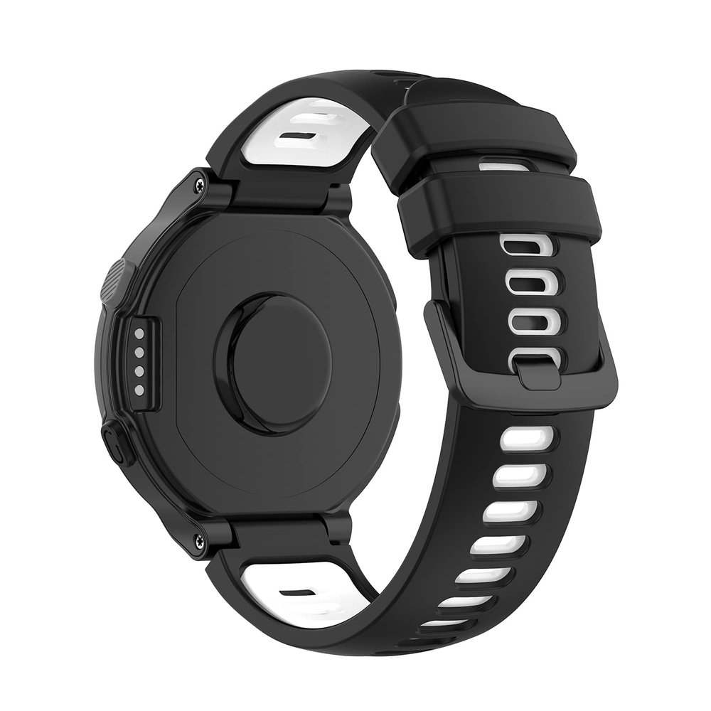 MagicQK Compatible with Garmin Forerunner 220/230/235/620/630/735XT Bands, Silicone Watchband Replacement for Approach S20/ S5/ S6 (Black+White)