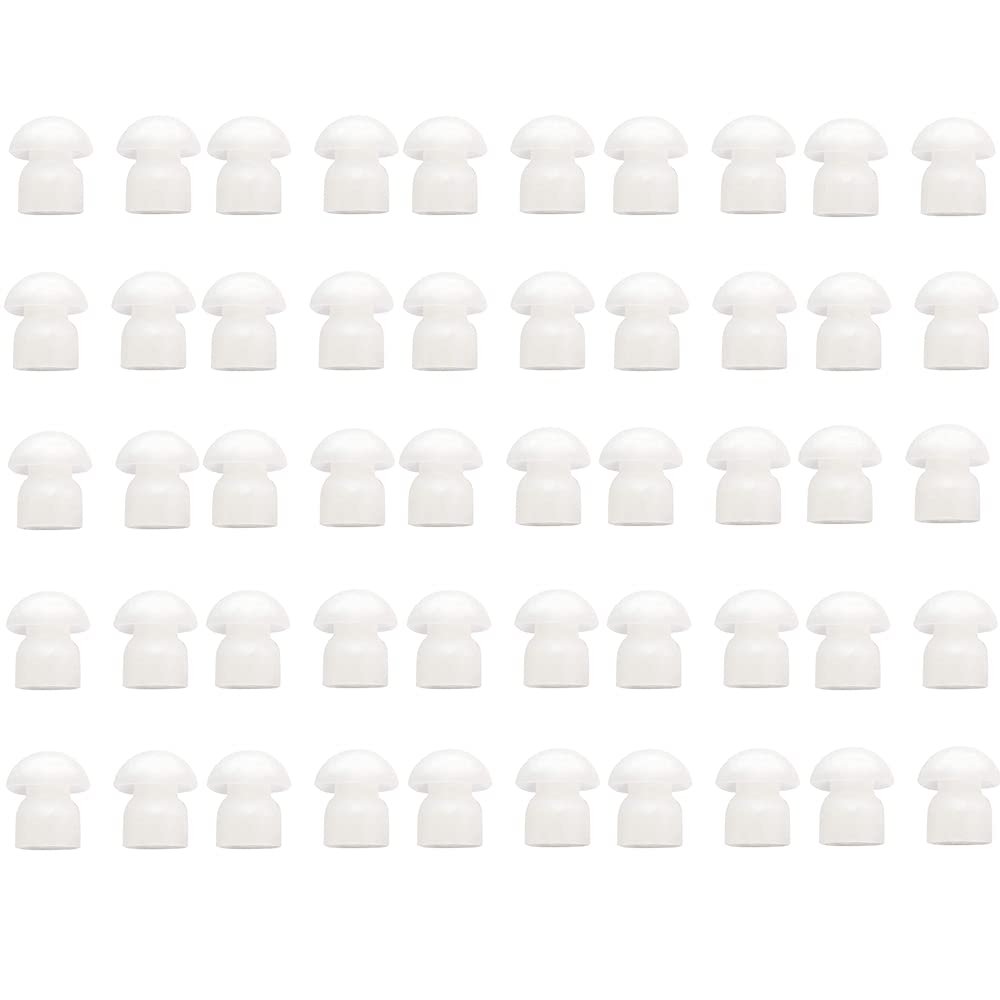 50 Pack Replacement Mushroom EarTips Earbud with Soft White Silicone Rubber for Acoustic Tube Earpiece & Coil Tube Headset Suit for Motorola Kenwood Baofeng Icom Yaesu HYT Midland Cobra Radio by Caroo