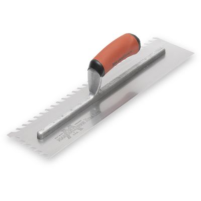 MARSHALLTOWN LayFlat Notch Trowel, 16x4 1/2 Inch, 3/8 Inch Notches, Made in the USA, Flooring and Tiling Trowel, LF3816SD