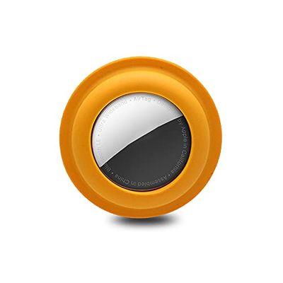 Air Tag Stick On Case for Apple Airtag Silicone Protective Holder Precisely for Apple AirTag Portable and Anti-Scratch Apple Tracker Finder Tag Airtag Wallet Self Adhesive Mount (Orange)