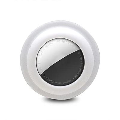 Stick-On Tracker Case  Compatible with Apple AirTag  Silicone Self-Adhesive Holder for Wallet, Luggage, Flat Surfaces  Anti-Scratch & Lightweight Mount (White)
