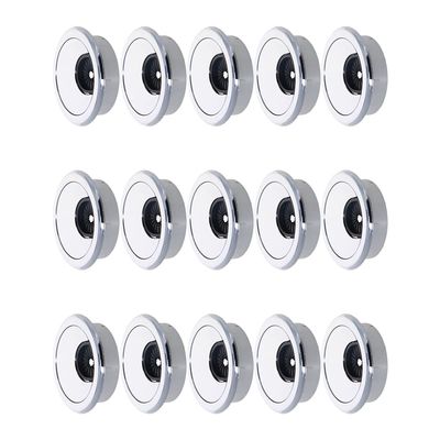 Yinpecly 15Pcs Shiny Silver ABS Desktop Cable Grommets 1.97 inch(50mm) Plastic Hole Cover Round Shape for Managing and Hiding Cord Office PC Desk Wire Organizer
