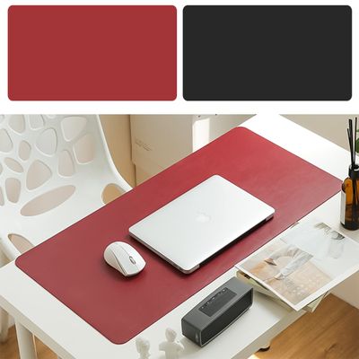 Desk Pad, Large Leather Desk Mat, Computer Desk Mat, Non-Slip Keyboard Mouse Mat, Desk Blotter Pad, Waterproof Desk Writing Pad for Office Home-Black+Red-60 40cm