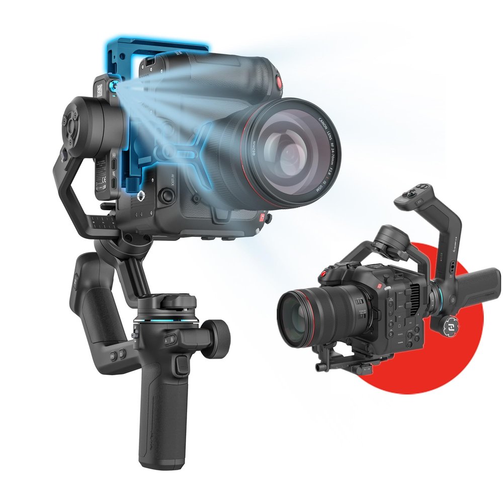 FeiyuTech SCORP-C2 Professional Camera Gimbal Stabilizer, Built-in AI Face/Object Tracking, 3.5kg/7.72lbs Load, Native Vertical Video for YouTube TikTok, for Sony A7, Canon EOS R, Nikon Z Mirrorless