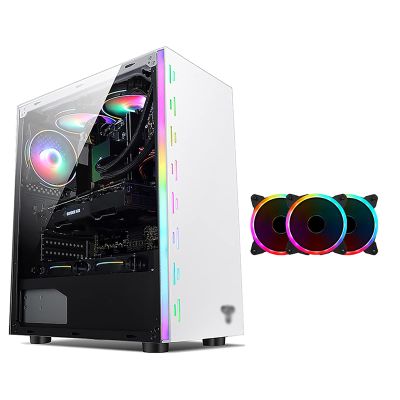 BBNB ATX Gaming Case - Micro ATX PC Case/ATX Computer Case - Mid Tower - Acrylic Glass - Fan and Water Cooling Supporth (Color : White, Size : 4 Fan)