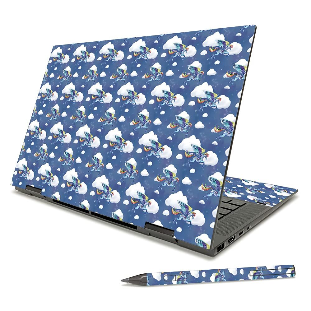 MightySkins Skin Compatible with HP Envy x360 15" (2021) - Rainbow Pegasus | Protective, Durable, and Unique Vinyl Decal wrap Cover | Easy to Apply, Remove, and Change Styles | Made in The USA