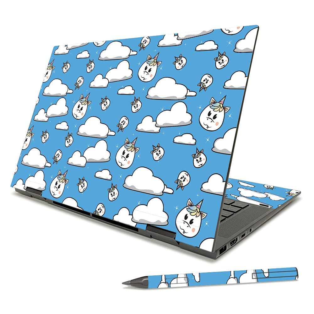 MightySkins Skin Compatible with HP Envy x360 15" (2021) - Unicorn Clouds | Protective, Durable, and Unique Vinyl Decal wrap Cover | Easy to Apply, Remove, and Change Styles | Made in The USA