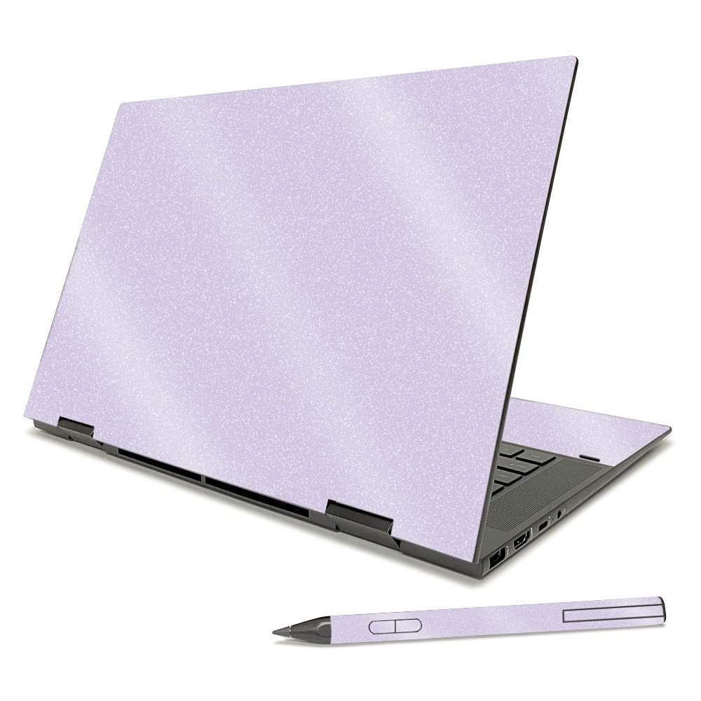 MightySkins Glossy Glitter Skin Compatible with HP Envy x360 15" (2021) - Solid Lilac | Protective, Durable High-Gloss Glitter Finish | Easy to Apply, Remove, and Change Styles | Made in The USA