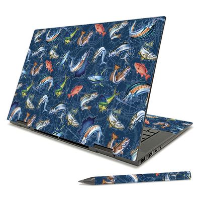 MightySkins Skin Compatible with HP Envy x360 15" (2021) - Saltwater Compass | Protective, Durable, and Unique Vinyl Decal wrap Cover | Easy to Apply, Remove, and Change Styles | Made in The USA