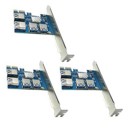 AAAwave PCI Express 1X to 16X Riser Card 1 to 4 USB3.0 Multiplier Hub Adapter (Pack of 3)