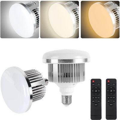 Skytex 2Pack 85W Photography Light Bulb 2700-6400K Colour Temperatures Dimmable Tricolor LED Bulbs Softbox Bulb in E27 Socket for Photography Photo Video Studio Lighting Softbox