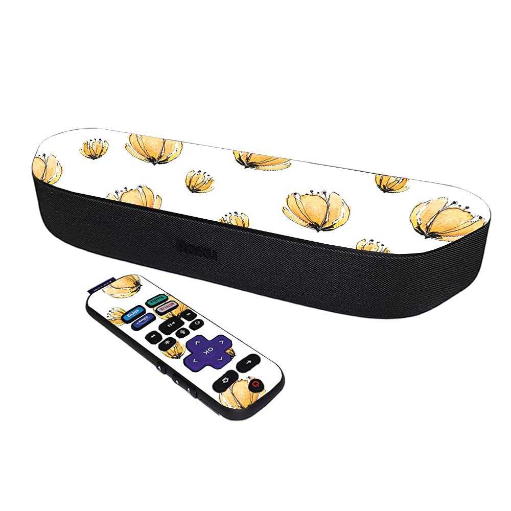 MightySkins Skin Compatible with Roku Streambar Media Player (2020) - Yellow Poppy | Protective, Durable, and Unique Vinyl Decal wrap Cover | Easy to Apply and Change Styles | Made in The USA