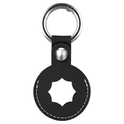 TryBest Leather Cover Compatible with Airtags Finder, Leather Anti-Scratch Protective Skin Cover with Keychain Case for Dogs Keys Backpacks Compatible with 2021 AirTags - Black