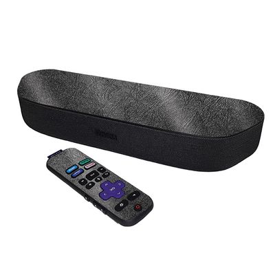 MightySkins Glossy Glitter Skin Compatible with Roku Streambar Media Player (2020) - Black Leather | Protective, Durable High-Gloss Glitter Finish | Easy to Apply | Made in The USA