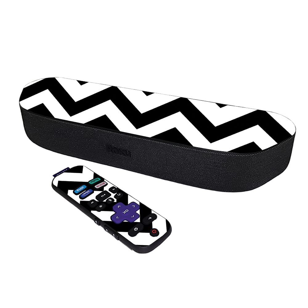 MightySkins Skin Compatible with Roku Streambar Media Player (2020) - Black Chevron | Protective, Durable, and Unique Vinyl Decal wrap Cover | Easy to Apply and Change Styles | Made in The USA