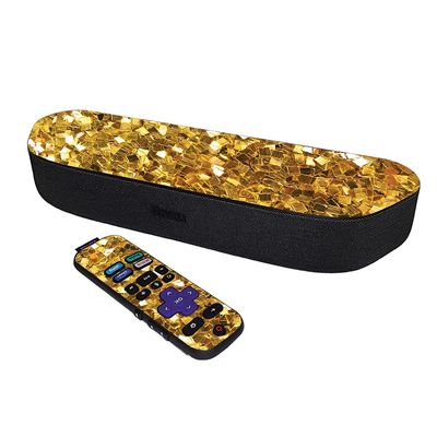 MightySkins Skin Compatible with Roku Streambar Media Player (2020) - Gold Chips | Protective, Durable, and Unique Vinyl Decal wrap Cover | Easy to Apply and Change Styles | Made in The USA