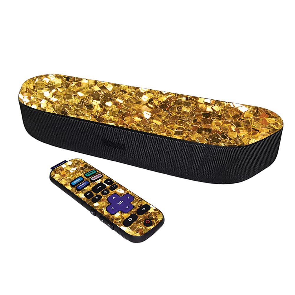 MightySkins Skin Compatible with Roku Streambar Media Player (2020) - Gold Chips | Protective, Durable, and Unique Vinyl Decal wrap Cover | Easy to Apply and Change Styles | Made in The USA