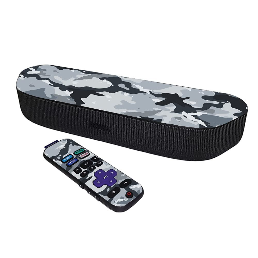 MightySkins Skin Compatible with Roku Streambar Media Player (2020) - Gray Camouflage | Protective, Durable, and Unique Vinyl Decal wrap Cover | Easy to Apply and Change Styles | Made in The USA
