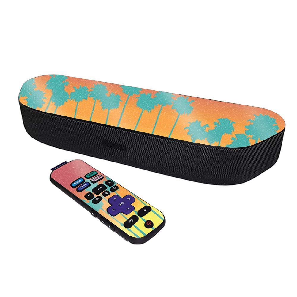 MightySkins Glossy Glitter Skin Compatible with Roku Streambar Media Player (2020) - Sherbet Palms | Protective, Durable High-Gloss Glitter Finish | Easy to Apply | Made in The USA