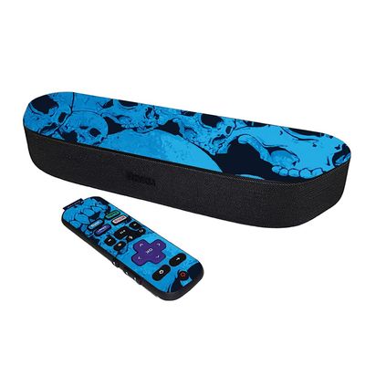 MightySkins Skin Compatible with Roku Streambar Media Player (2020) - Blue Skulls | Protective, Durable, and Unique Vinyl Decal wrap Cover | Easy to Apply and Change Styles | Made in The USA