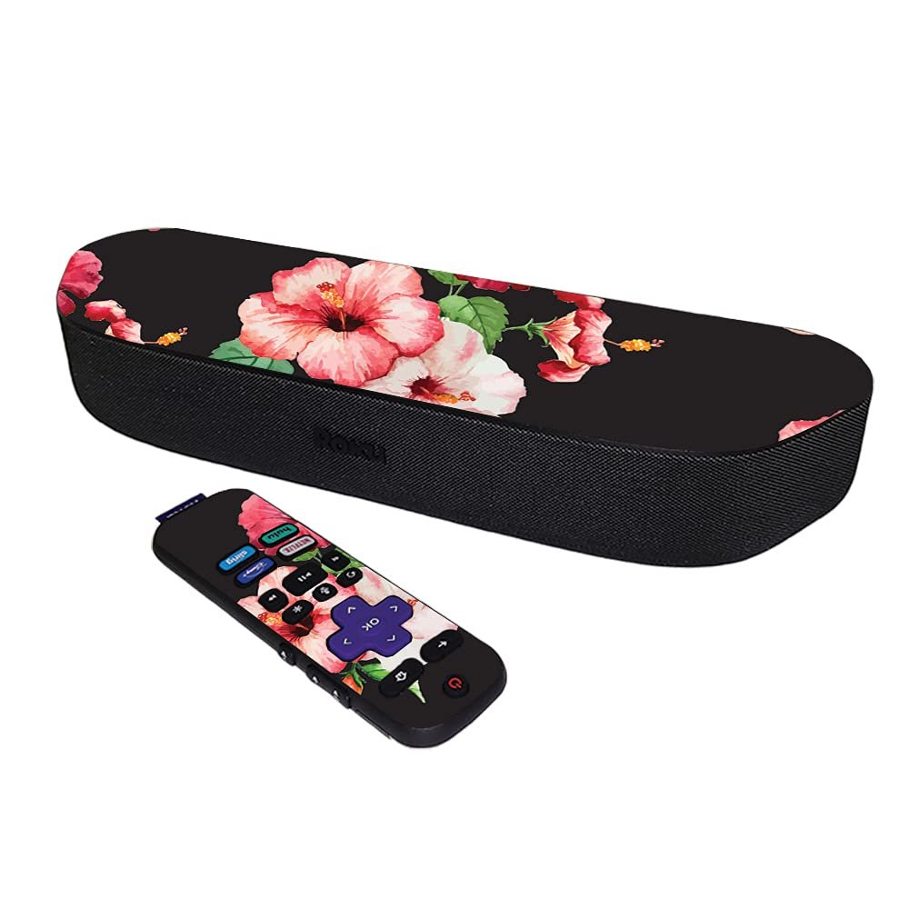 MightySkins Skin Compatible with Roku Streambar Media Player (2020) - Hibiscus | Protective, Durable, and Unique Vinyl Decal wrap Cover | Easy to Apply and Change Styles | Made in The USA