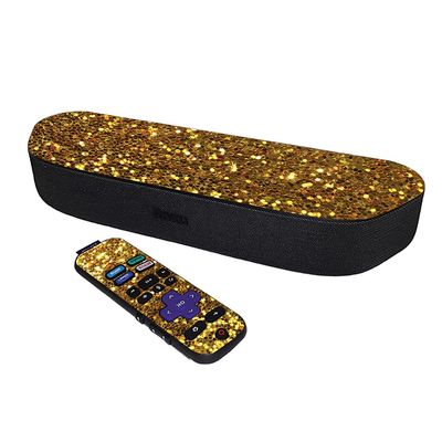 MightySkins Skin Compatible with Roku Streambar Media Player (2020) - Gold Dazzle | Protective, Durable, and Unique Vinyl Decal wrap Cover | Easy to Apply and Change Styles | Made in The USA