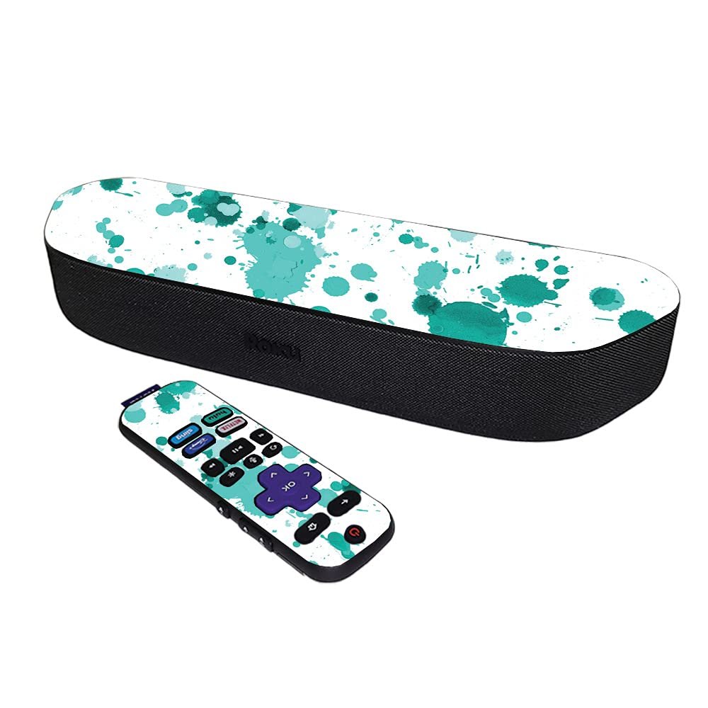 MightySkins Skin Compatible with Roku Streambar Media Player (2020) - Teal Splatter | Protective, Durable, and Unique Vinyl Decal wrap Cover | Easy to Apply and Change Styles | Made in The USA