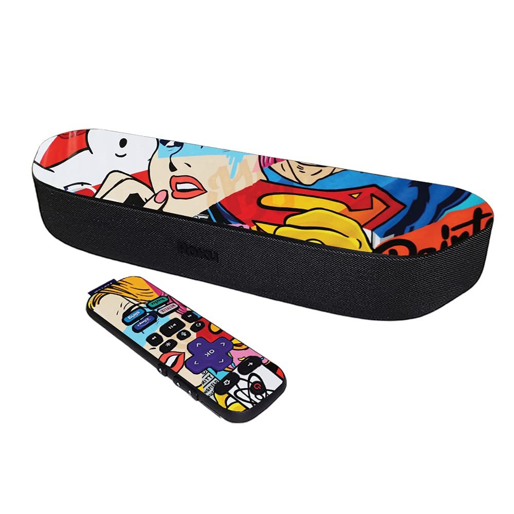 MightySkins Skin Compatible with Roku Streambar Media Player (2020) - Cartoon Mania | Protective, Durable, and Unique Vinyl Decal wrap Cover | Easy to Apply and Change Styles | Made in The USA
