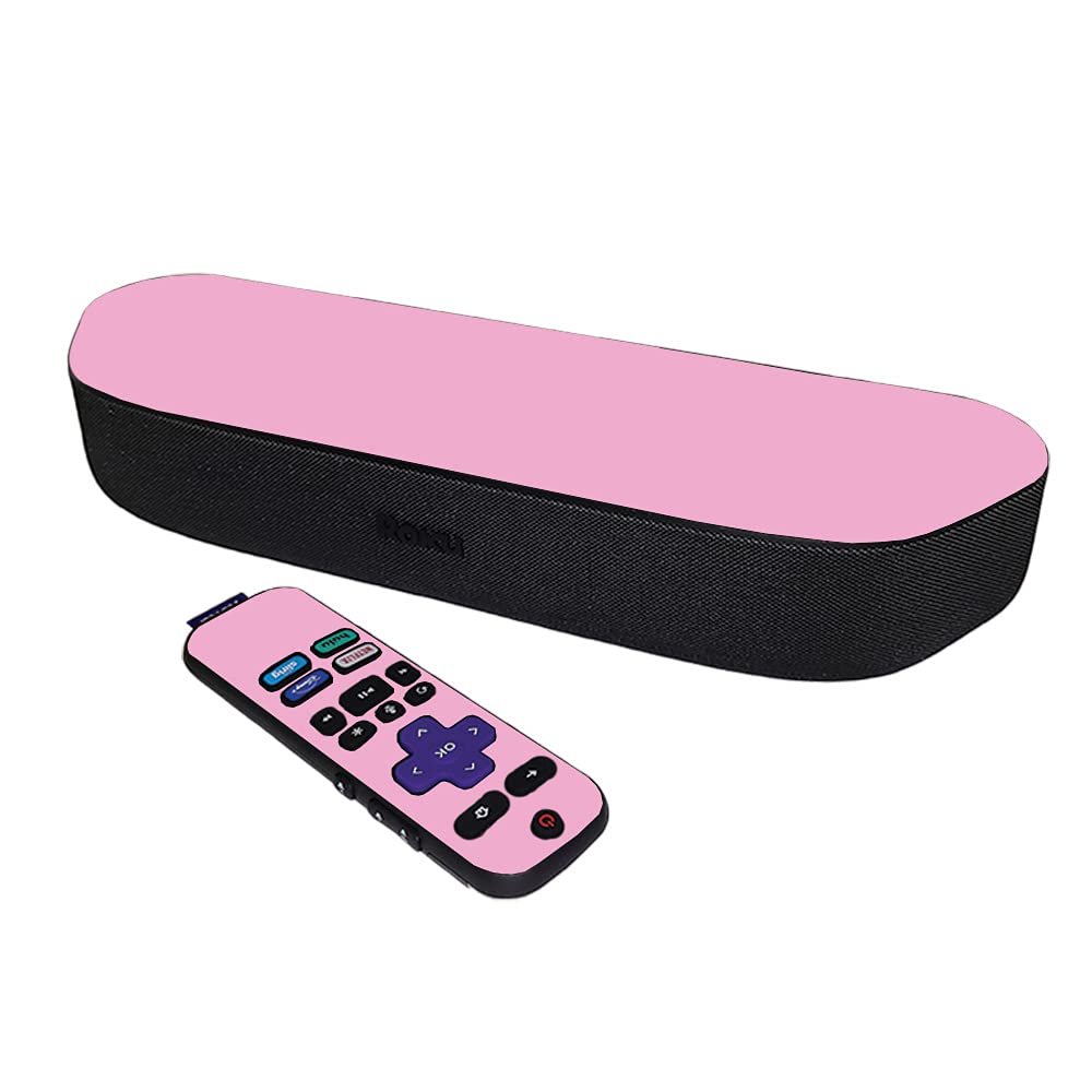 MightySkins Skin Compatible with Roku Streambar Media Player (2020) - Solid Pink | Protective, Durable, and Unique Vinyl Decal wrap Cover | Easy to Apply and Change Styles | Made in The USA