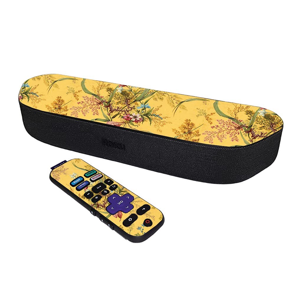 MightySkins Skin Compatible with Roku Streambar Media Player (2020) - Yellow Marble End | Protective, Durable, and Unique Vinyl Decal wrap Cover | Easy to Apply | Made in The USA